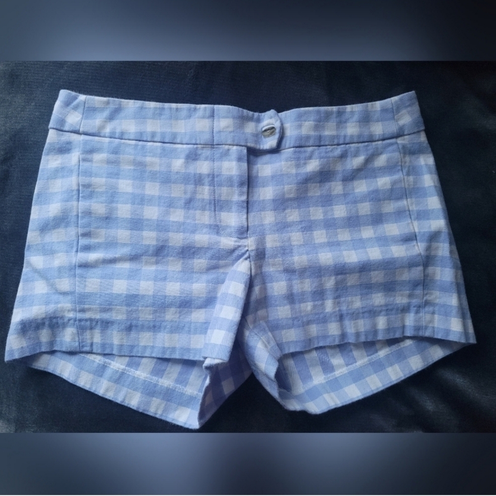J.Crew Women's Plaid Stretch Cotton Shorts Blue & White 2 XS/S - Picture 2 of 16